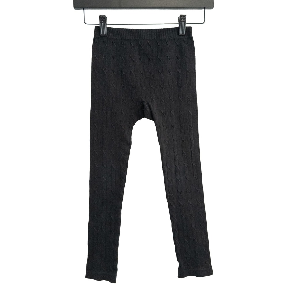 Faded Glory Cable Knit‎ Leggings Girls OS 7-16 Black Textured Basic Stretch